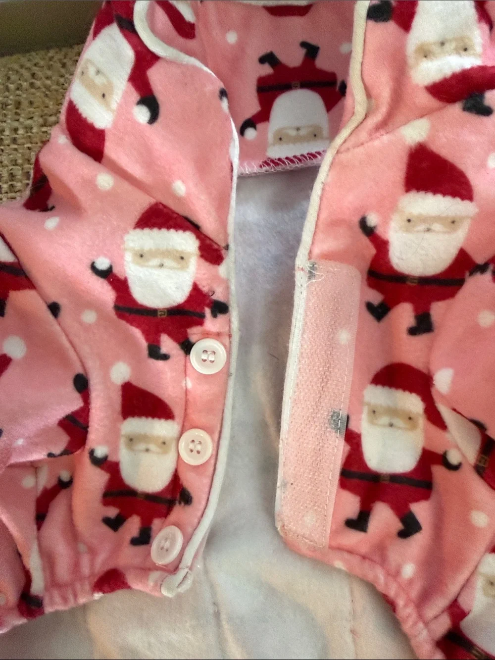 Pink Santa Print Fleece Dog Pajama Onesie